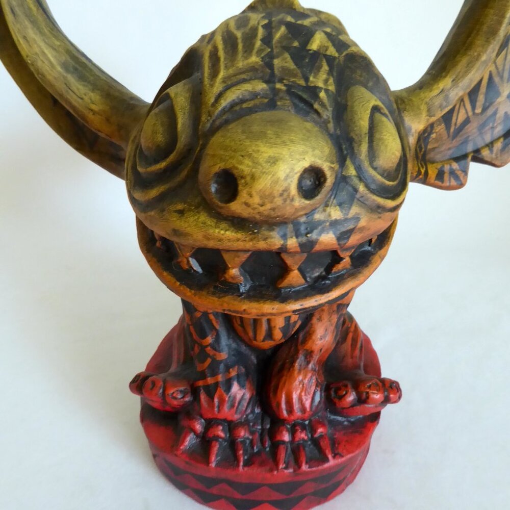 NEW 2018 OOAK #1/1 GECKO SOUTH SEA ARTS DISNEY LILO & STITCH MAORI TIKI MUG - Picture 9 of 12